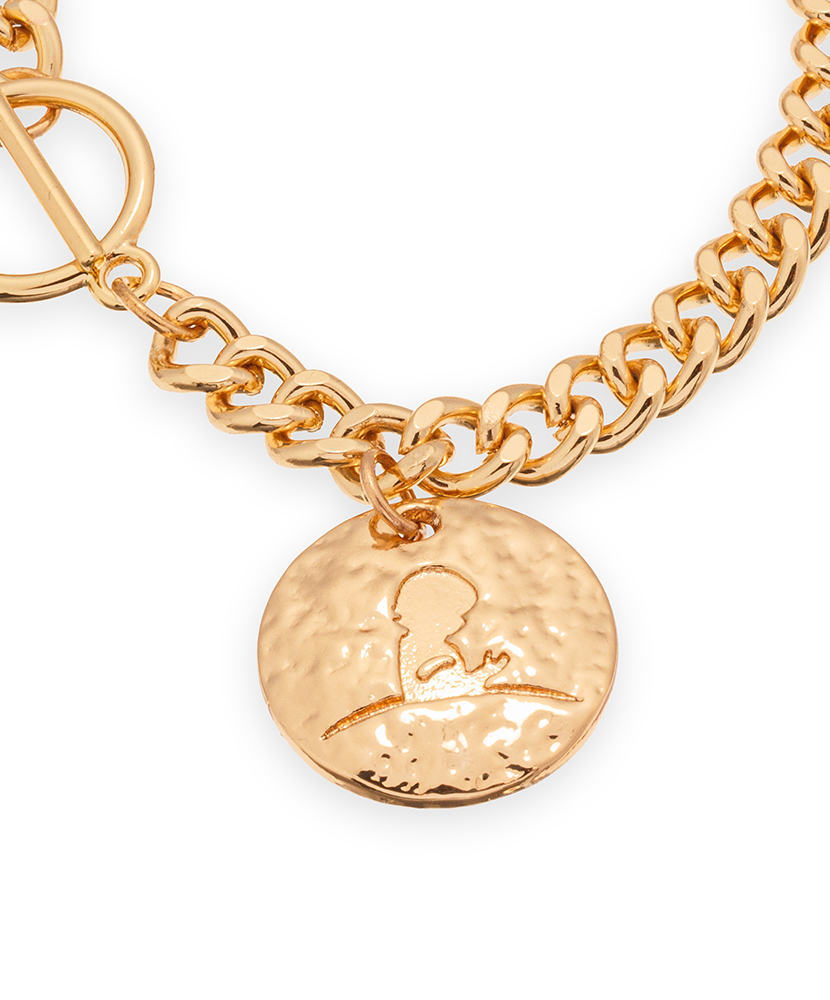 Primary image St. Jude Hammered Metal T-Bar Bracelet - Gold